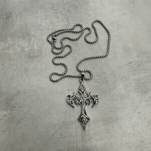 Y2k silver gothic cross necklace